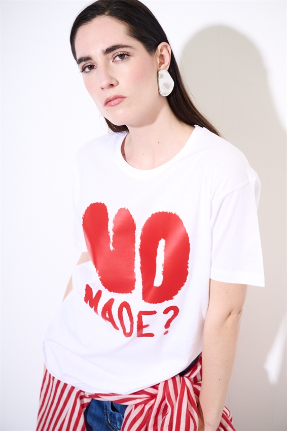 T-SHIRT OVER CON STAMPA NO MADE BIANCO