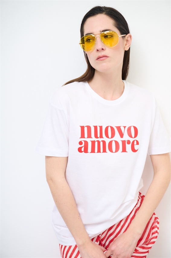 T-SHIRT OVER CON STAMPA NUOVO AMORE BIANCO