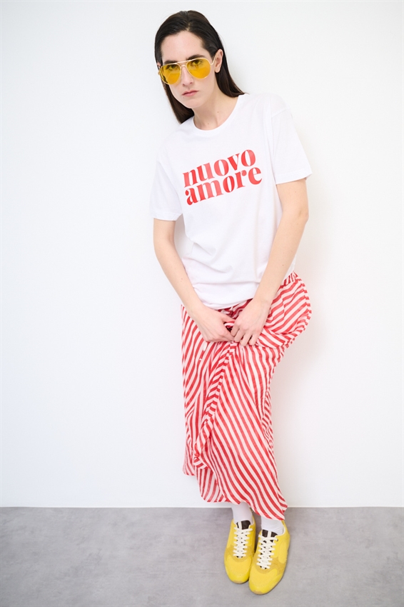 T-SHIRT OVER CON STAMPA NUOVO AMORE BIANCO