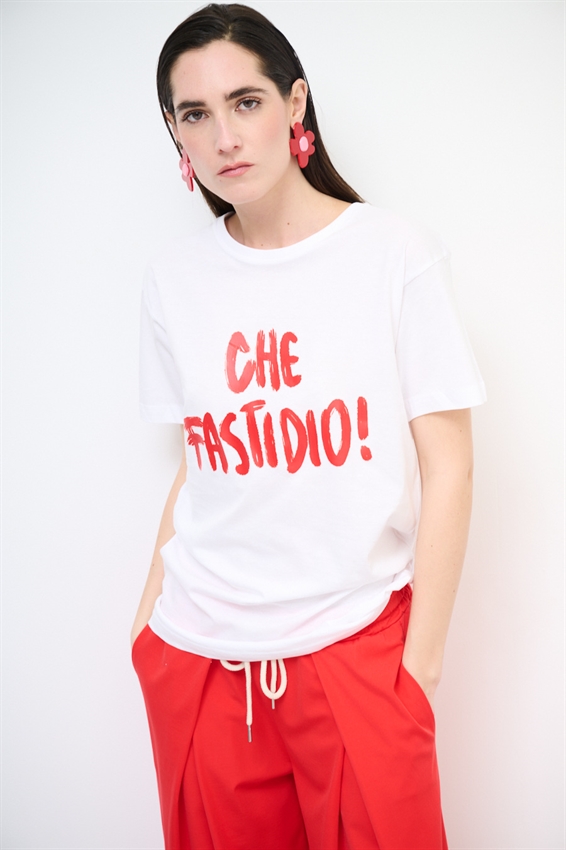 T-SHIRT OVER CON STAMPA CHE FASTIDIO ROSSO