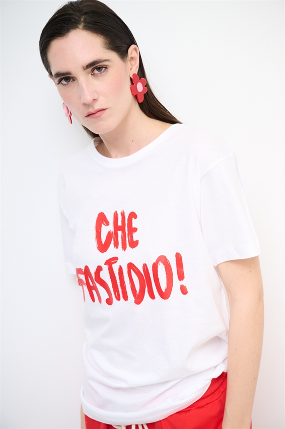 T-SHIRT OVER CON STAMPA CHE FASTIDIO ROSSO