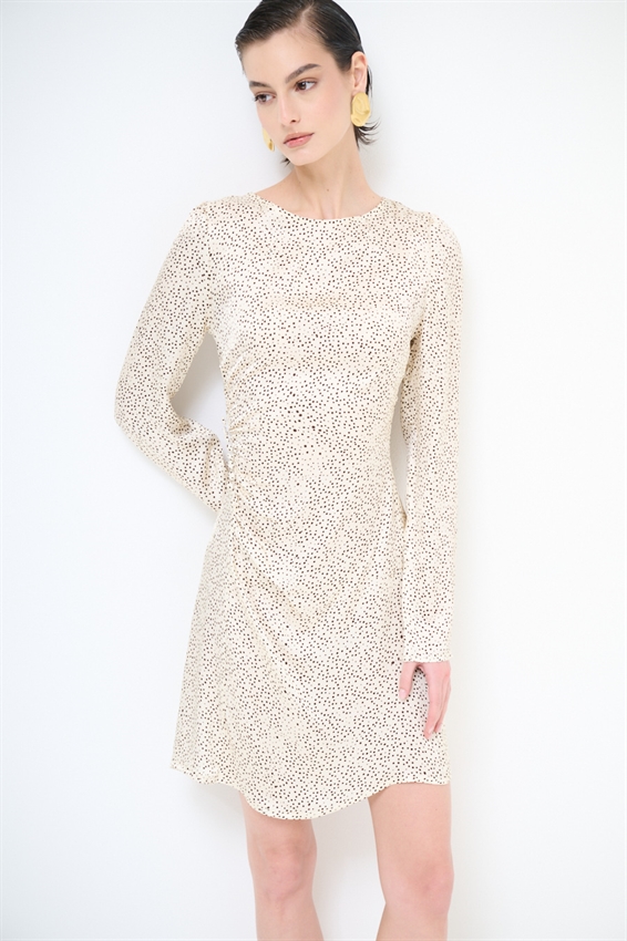 MINI ABITO RIPRESA LAT. IN RASO STAMPATO BURRO