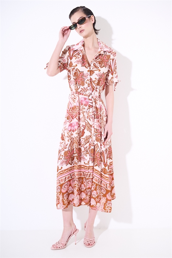 ABITO CHEMISIER MEZZA MANICA STAMPATO ROSA