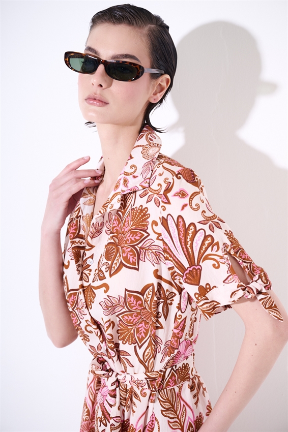 ABITO CHEMISIER MEZZA MANICA STAMPATO ROSA