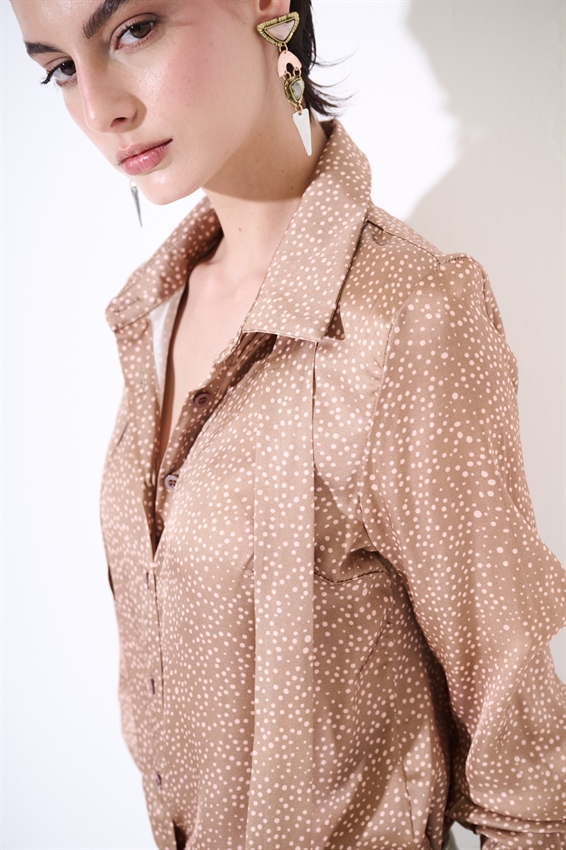 CAMICIA BASIC IN RASO STAMPATO + FIOCCO