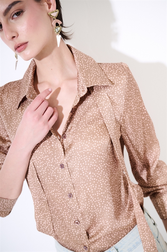 CAMICIA BASIC IN RASO STAMPATO + FIOCCO