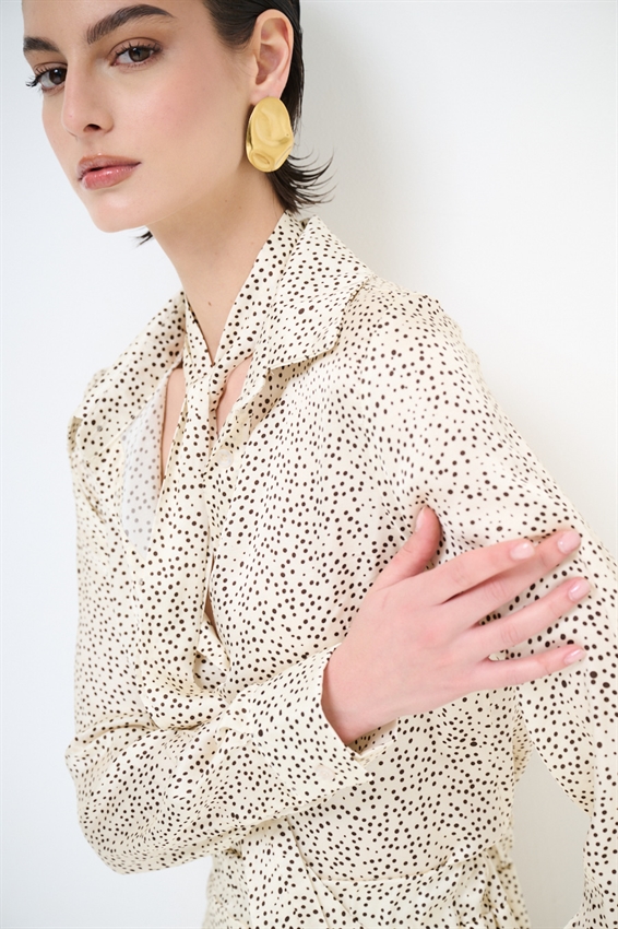 CAMICIA BASIC IN RASO STAMPATO + FIOCCO BURRO