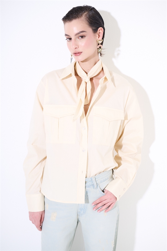 CAMICIA SAFARI IN COTONE CON FOULARD