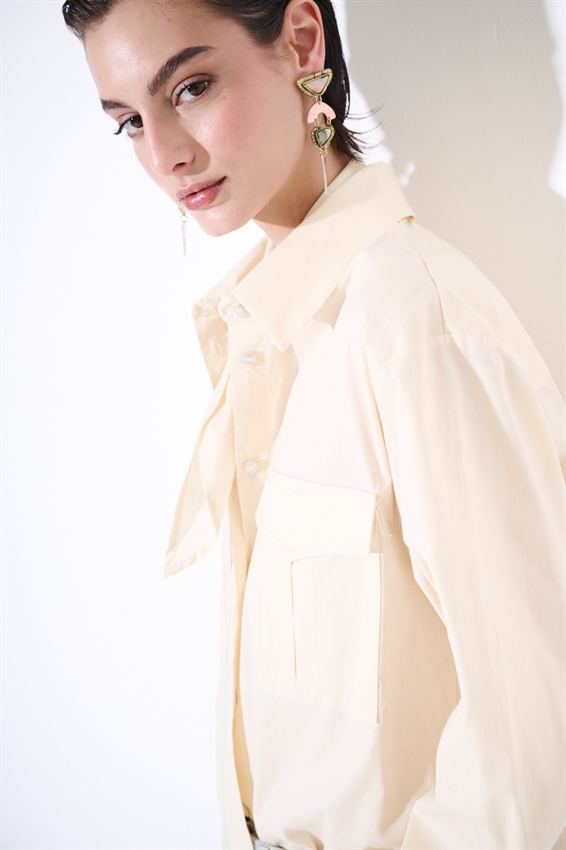 CAMICIA SAFARI IN COTONE CON FOULARD