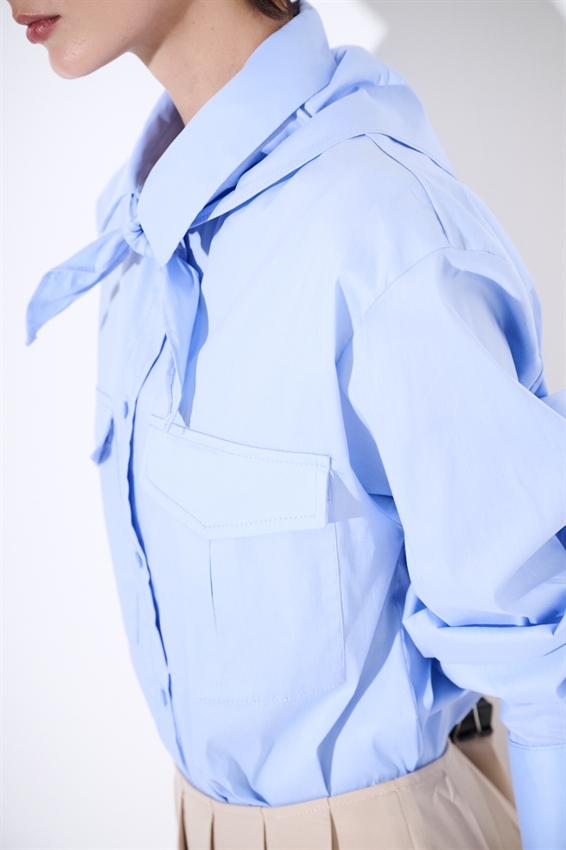 CAMICIA SAFARI IN COTONE CON FOULARD