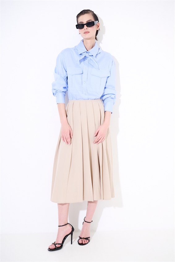 CAMICIA SAFARI IN COTONE CON FOULARD