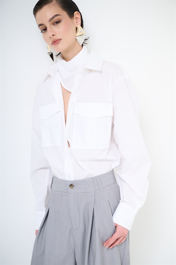 CAMICIA SAFARI IN COTONE CON FOULARD