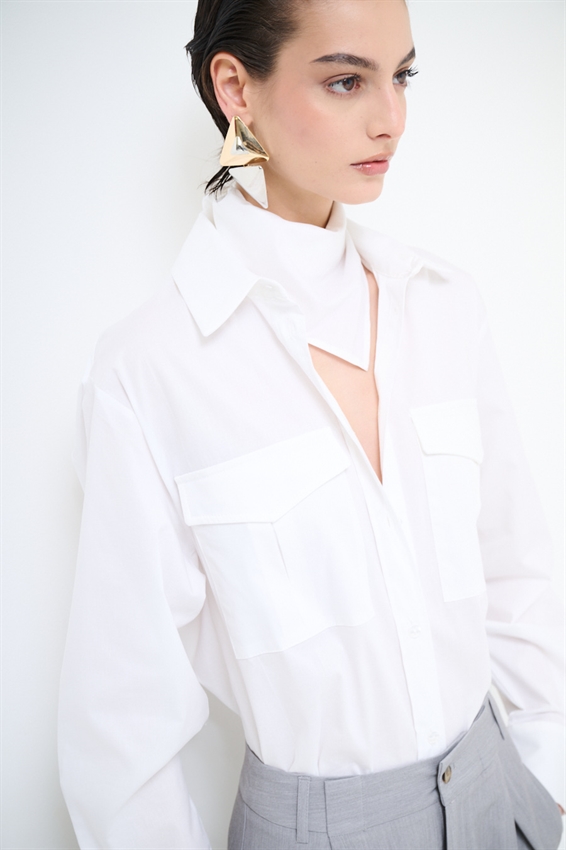 CAMICIA SAFARI IN COTONE CON FOULARD