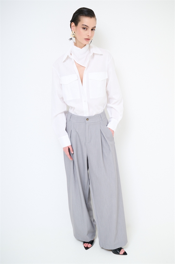 CAMICIA SAFARI IN COTONE CON FOULARD