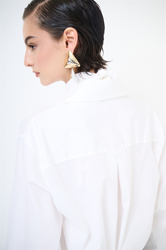 CAMICIA SAFARI IN COTONE CON FOULARD BIANCO