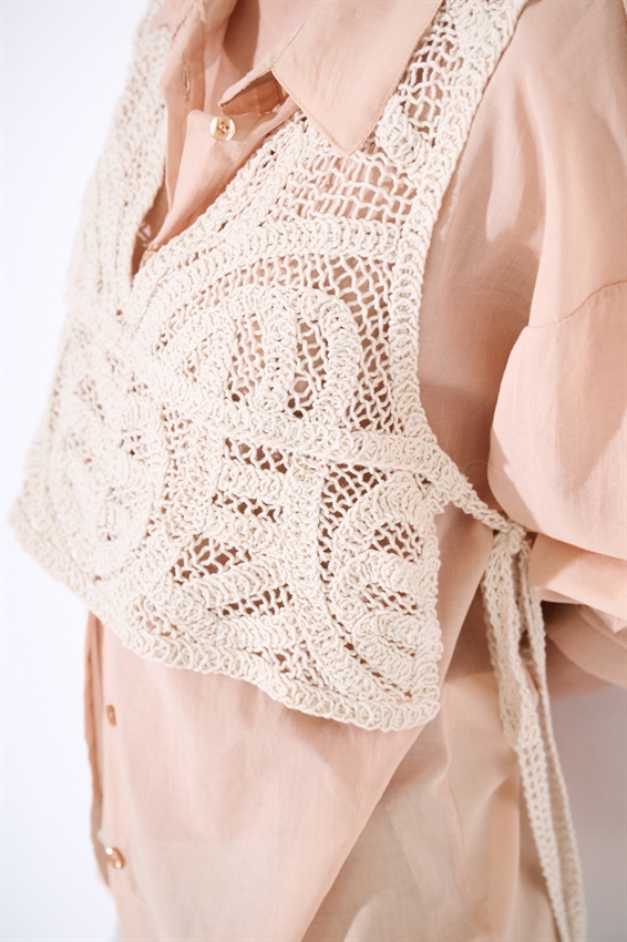 CAMICIA OVER IN MUSSOLA CON TOP MACRAME