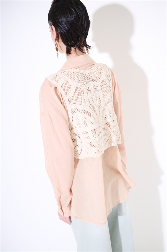 CAMICIA OVER IN MUSSOLA CON TOP MACRAME