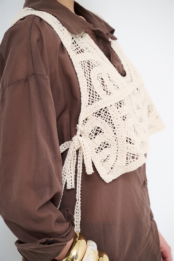 CAMICIA OVER IN MUSSOLA CON TOP MACRAME