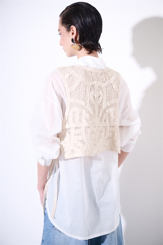 CAMICIA OVER IN MUSSOLA CON TOP MACRAME