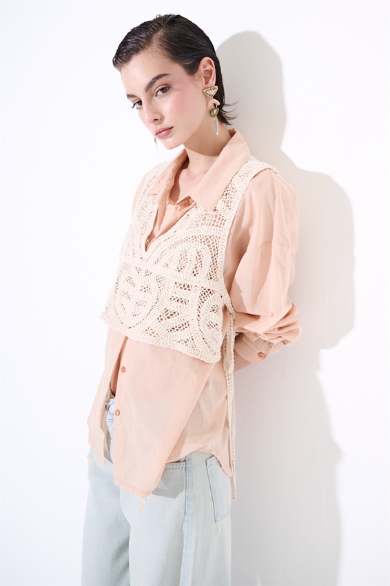 CAMICIA OVER IN MUSSOLA CON TOP MACRAME CIPRIA