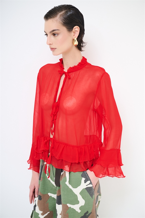 CASACCA CON GALE E LACCINI ROSSO