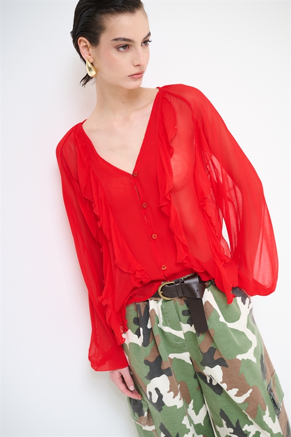 BLUSA CON BOTTONI E VOLANT