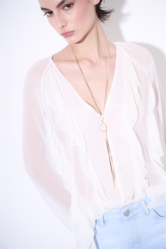 BLUSA CON BOTTONI E VOLANT