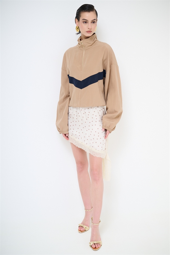 BOMBER BICOLOR CON ZIP E COLLO IMBUTO