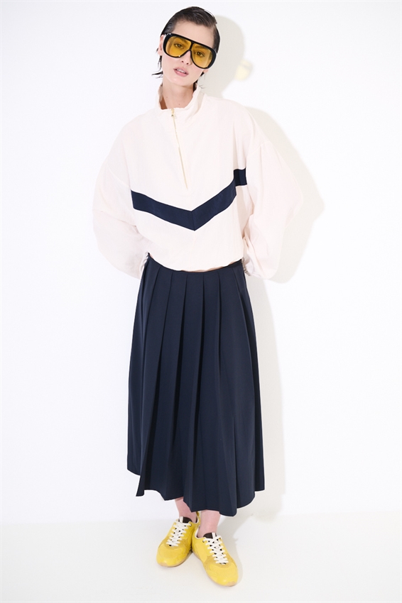 BOMBER BICOLOR CON ZIP E COLLO IMBUTO