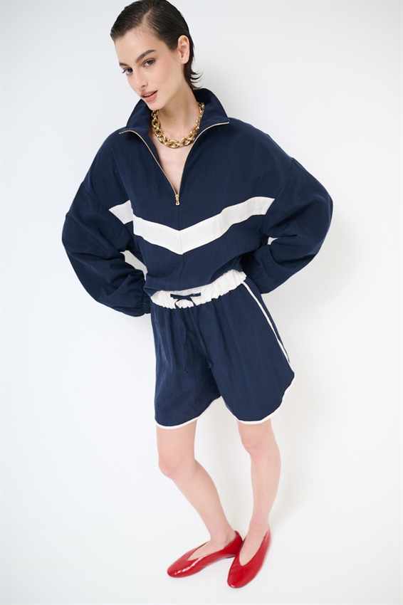 BOMBER BICOLOR CON ZIP E COLLO IMBUTO