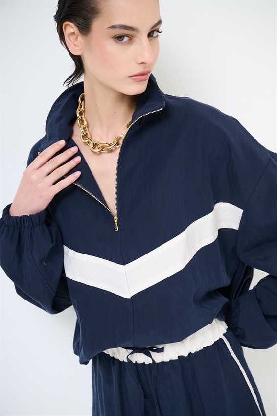 BOMBER BICOLOR CON ZIP E COLLO IMBUTO