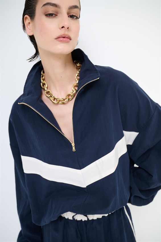 BOMBER BICOLOR CON ZIP E COLLO IMBUTO