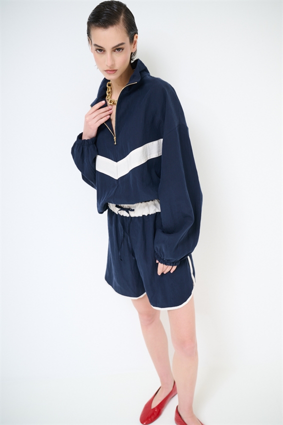 BOMBER BICOLOR CON ZIP E COLLO IMBUTO