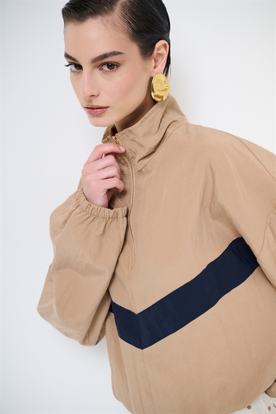 BOMBER BICOLOR CON ZIP E COLLO IMBUTO