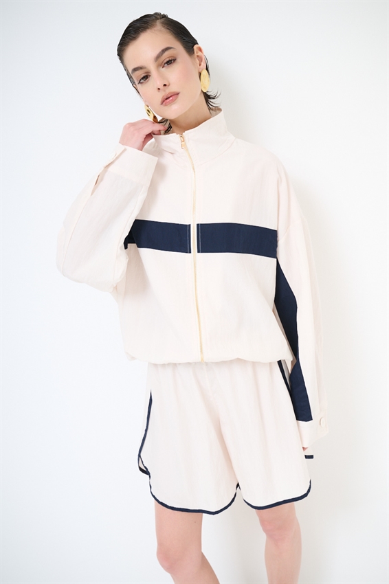 BOMBER COLLO IMBUTO CON STRISCIA DAVANTI