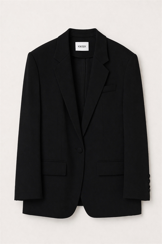 BLAZER MONOPETTO CON REVERS CLASSICI E UN BOTTONE NERO