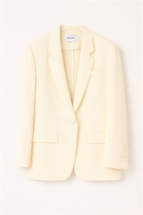 BLAZER MONOPETTO CON REVERS CLASSICI E UN BOTTONE GIALLO