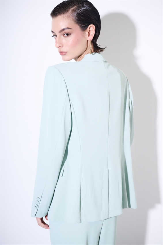 BLAZER MONOPETTO CON REVERS CLASSICI E UN BOTTONE ACQUA