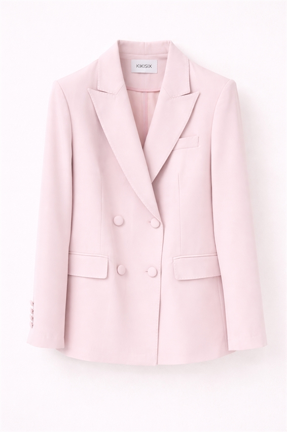 BLAZER MONOPETTO CON REVERS CLASSICI E UN BOTTONE ROSA