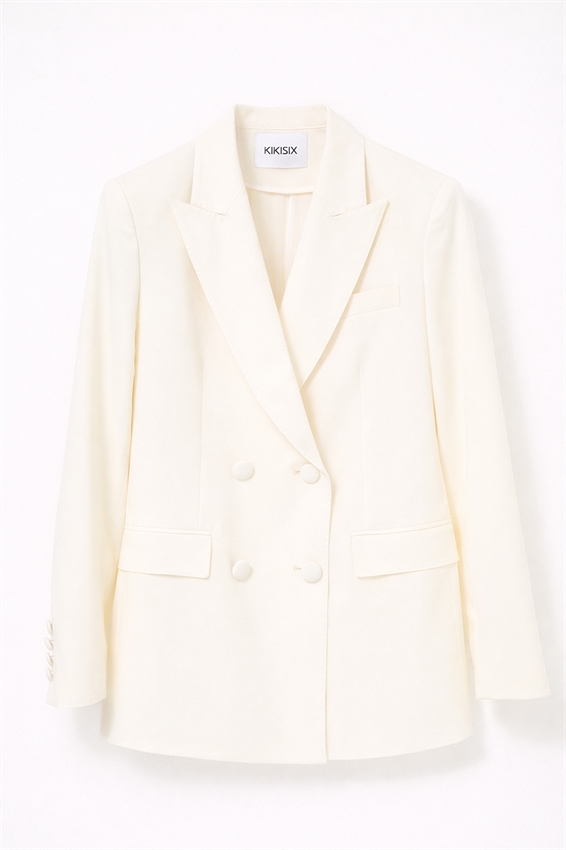 BLAZER DOPPIOPETTO CON REVERS LARGHI E 4 BOTTONI BURRO