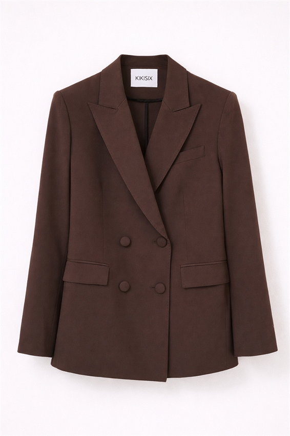 BLAZER DOPPIOPETTO CON REVERS LARGHI E 4 BOTTONI MORO