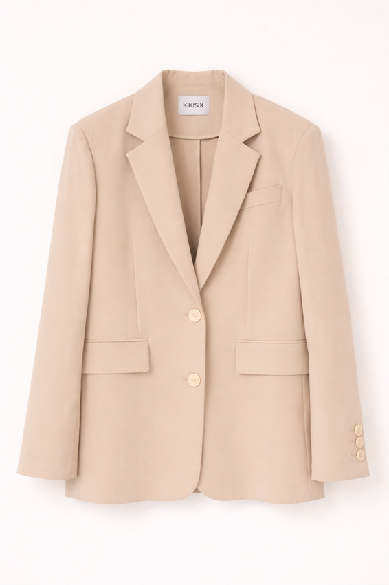 BLAZER MONOPETTO 2 BOTTONI E TASCHE A FILETTO KHAKI