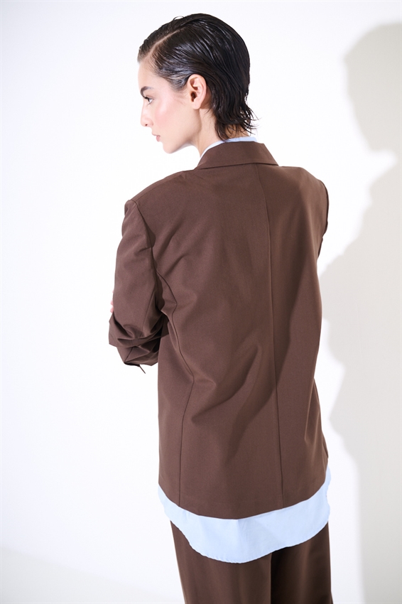 BLAZER MONOPETTO 2 BOTTONI E TASCHE A FILETTO MORO