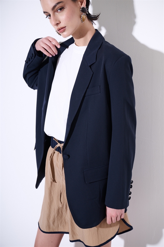 BLAZER MONOPETTO 1 BOTTONE E TASCHE A FILETTO BLU