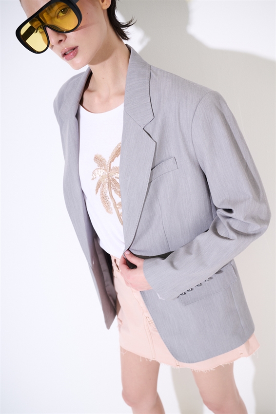 BLAZER MONOPETTO 1 BOTTONE E TASCHE A FILETTO GRIGIO