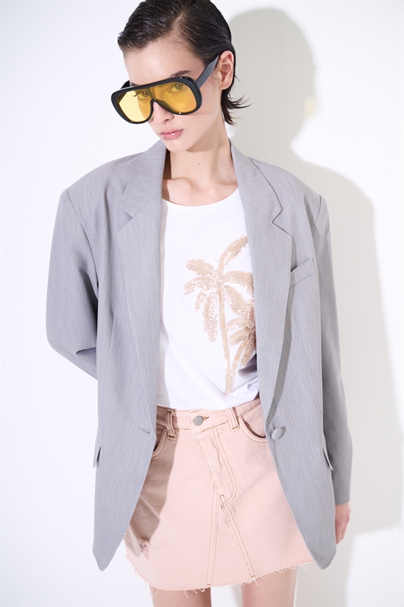 BLAZER MONOPETTO 1 BOTTONE E TASCHE A FILETTO GRIGIO