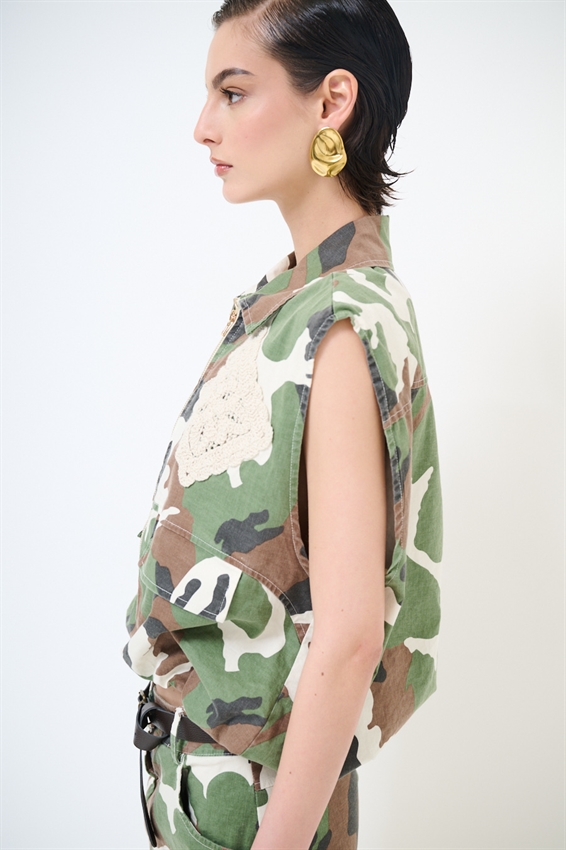 GILET OVERSIZE MIMETICO PIU PATCH