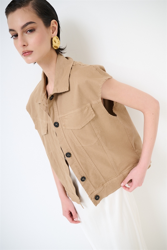 GILET IN GABARDINA CON TASCHE