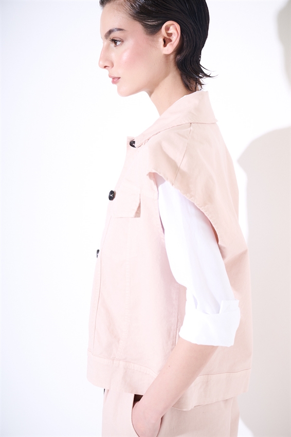 GILET IN GABARDINA CON TASCHE