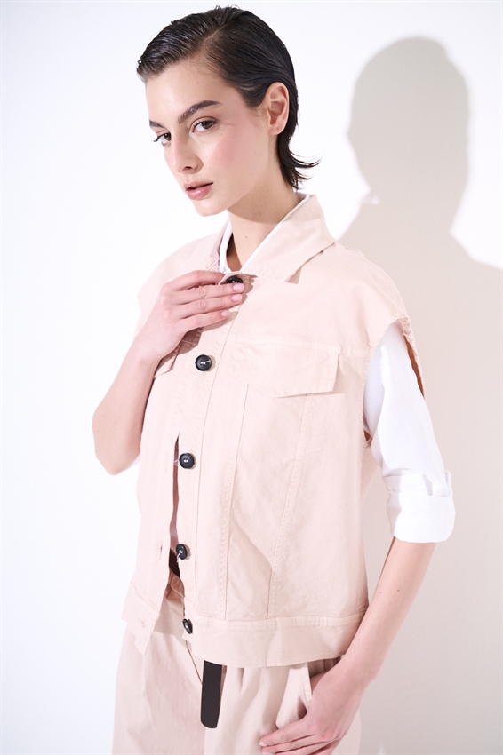 GILET IN GABARDINA CON TASCHE
